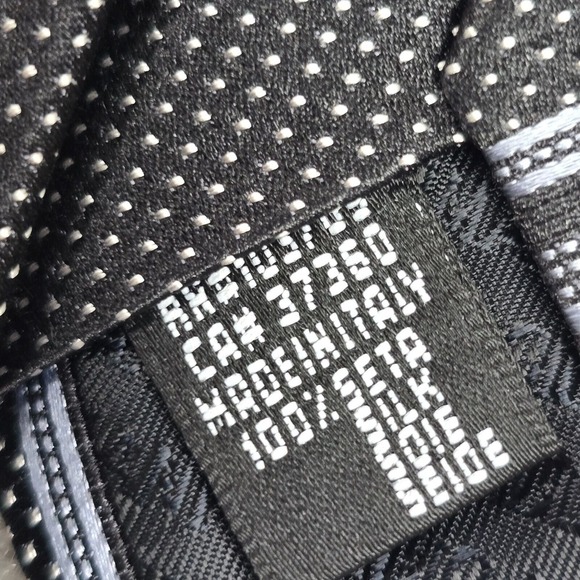 Giorgio Armani Neck Tie Mens Black Blue Stripes Micro Dots Silk Italy Career - Picture 5 of 8